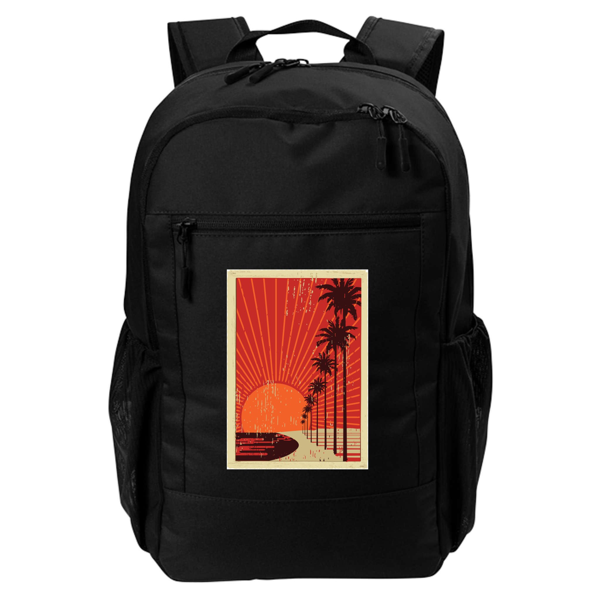 Vintage California Poster Sunset Beach Backpack