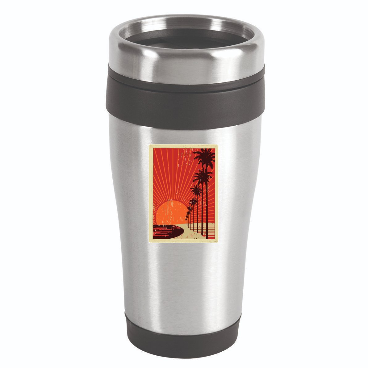 Vintage California Poster Sunset Beach 16oz Travel Tumbler