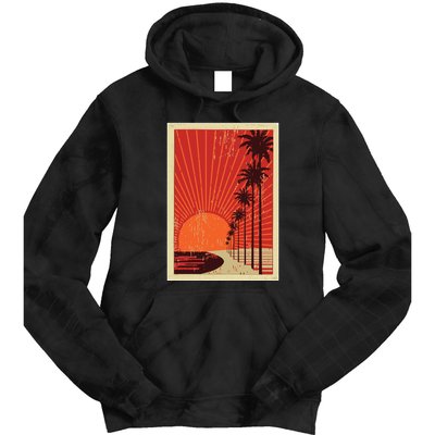 Vintage California Poster Sunset Beach Tie Dye Hoodie
