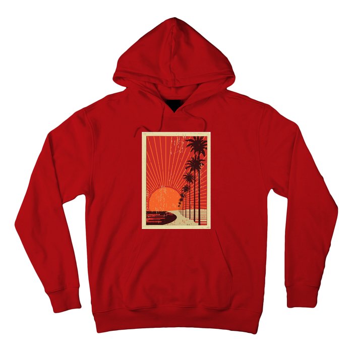 Vintage California Poster Sunset Beach Hoodie