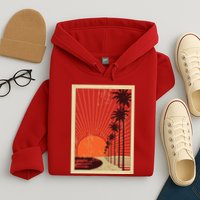 Vintage California Poster Sunset Beach Hoodie