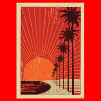 Vintage California Poster Sunset Beach Hoodie