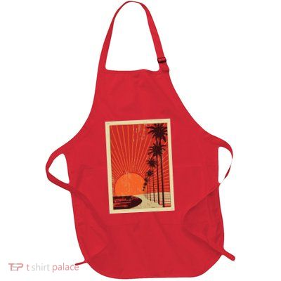 Vintage California Poster Sunset Beach Apron