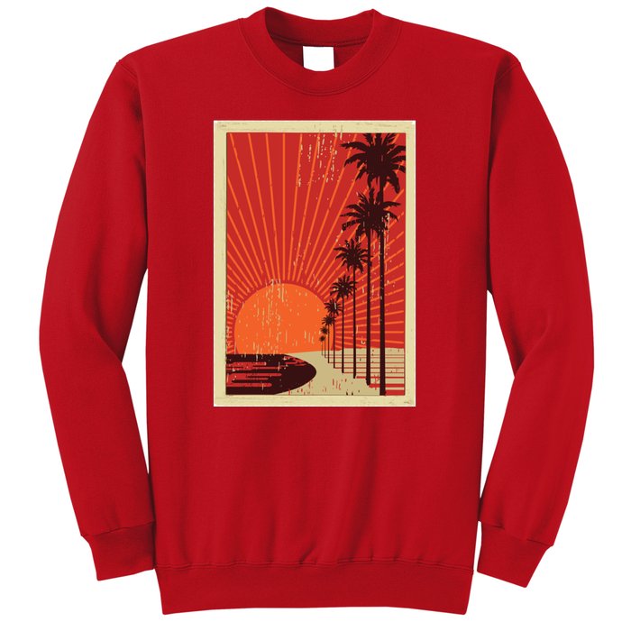 Vintage California Poster Sunset Beach Sweatshirt