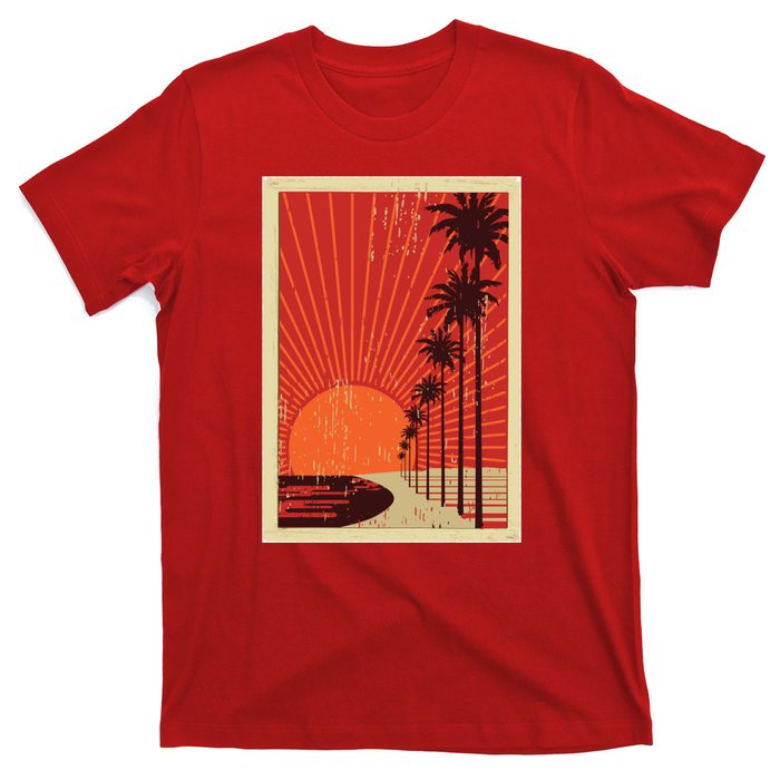 Vintage California Poster Sunset Beach T-Shirt