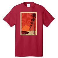 Vintage California Poster Sunset Beach Tall T-Shirt