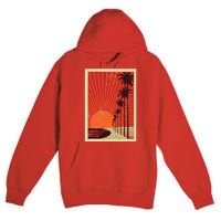 Vintage California Poster Sunset Beach Premium Pullover Hoodie