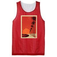 Vintage California Poster Sunset Beach Mesh Reversible Basketball Jersey Tank