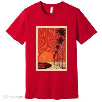 Vintage California Poster Sunset Beach Premium T-Shirt