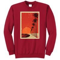 Vintage California Poster Sunset Beach Tall Sweatshirt