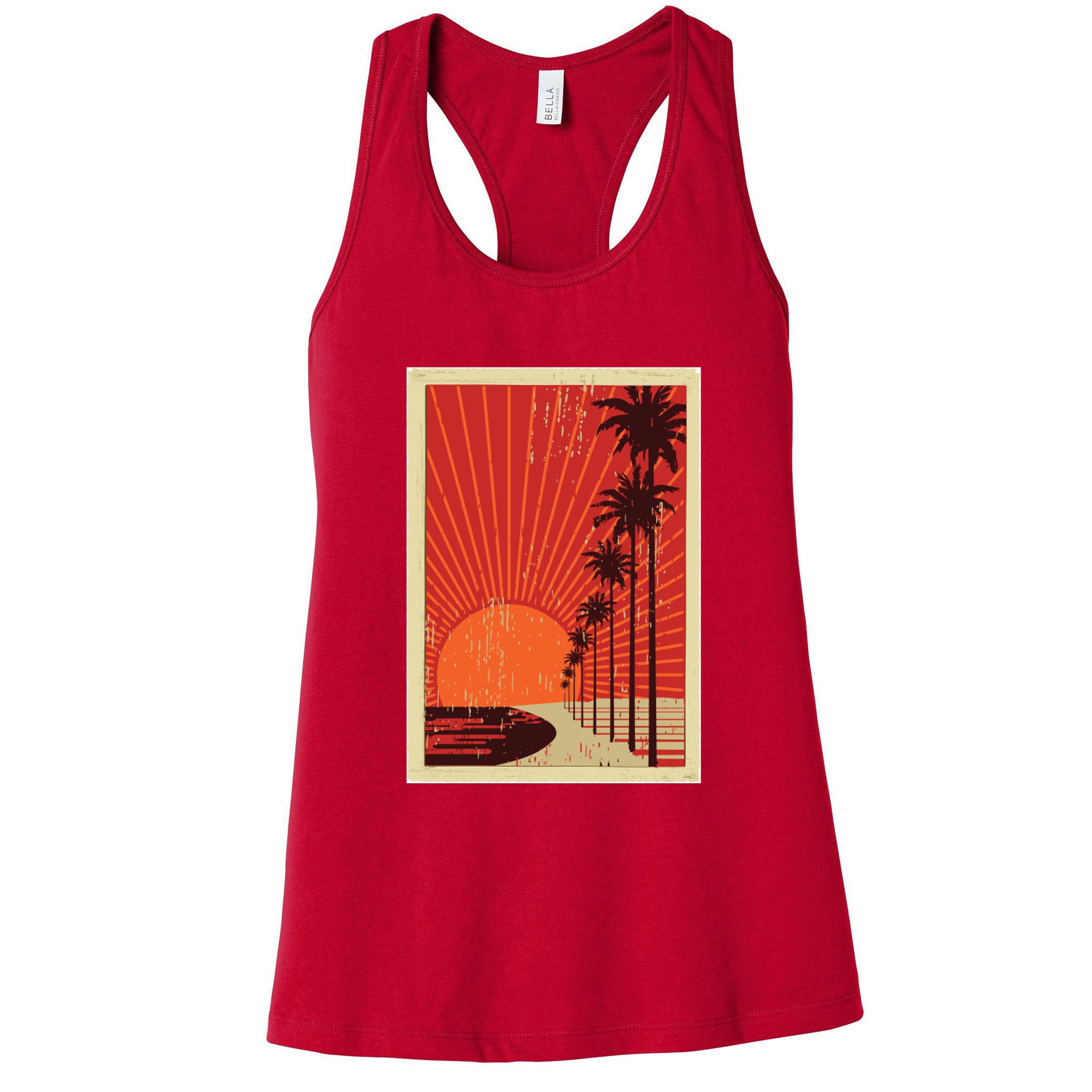 Vintage California Poster Sunset Beach Womens Tank Top