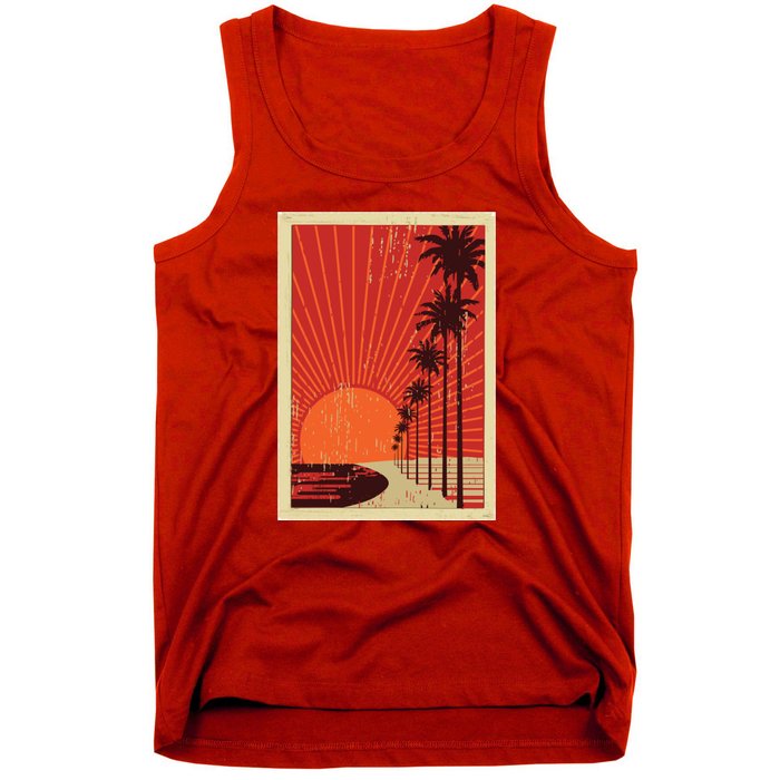 Vintage California Poster Sunset Beach Tank Top