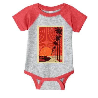 Vintage California Poster Sunset Beach Infant Baby Jersey Bodysuit