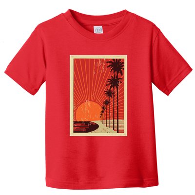 Vintage California Poster Sunset Beach Toddler T-Shirt
