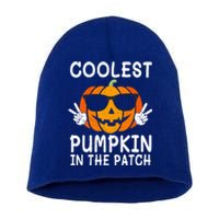 Vintage Coolest Pumpkin In The Patch Halloween Autumn Funny Gift Short Acrylic Beanie