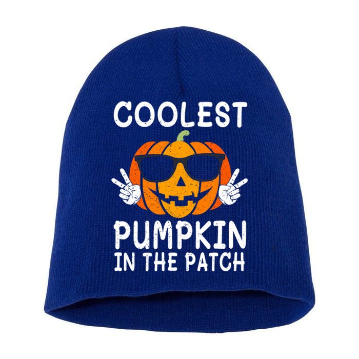 Vintage Coolest Pumpkin In The Patch Halloween Autumn Funny Gift Short Acrylic Beanie