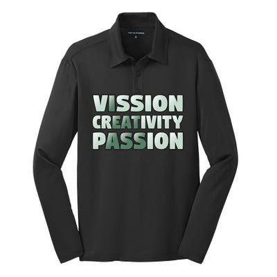 Vision Creativity Passion Funny Hidden Message Silk Touch Performance Long Sleeve Polo