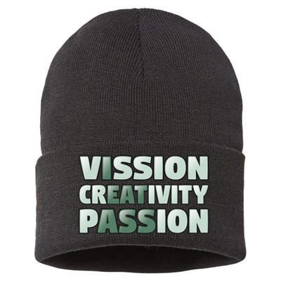 Vision Creativity Passion Funny Hidden Message Sustainable Knit Beanie