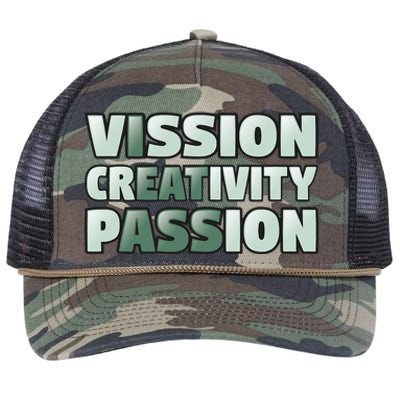 Vision Creativity Passion Funny Hidden Message Retro Rope Trucker Hat Cap