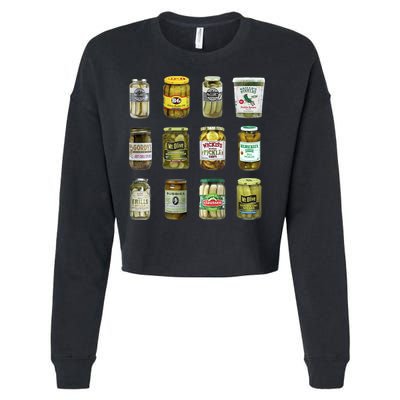 Vintage Canned Pickles Lover Funny Trendy Cropped Pullover Crew
