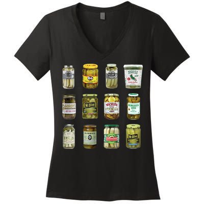 Vintage Canned Pickles Lover Funny Trendy Women's V-Neck T-Shirt