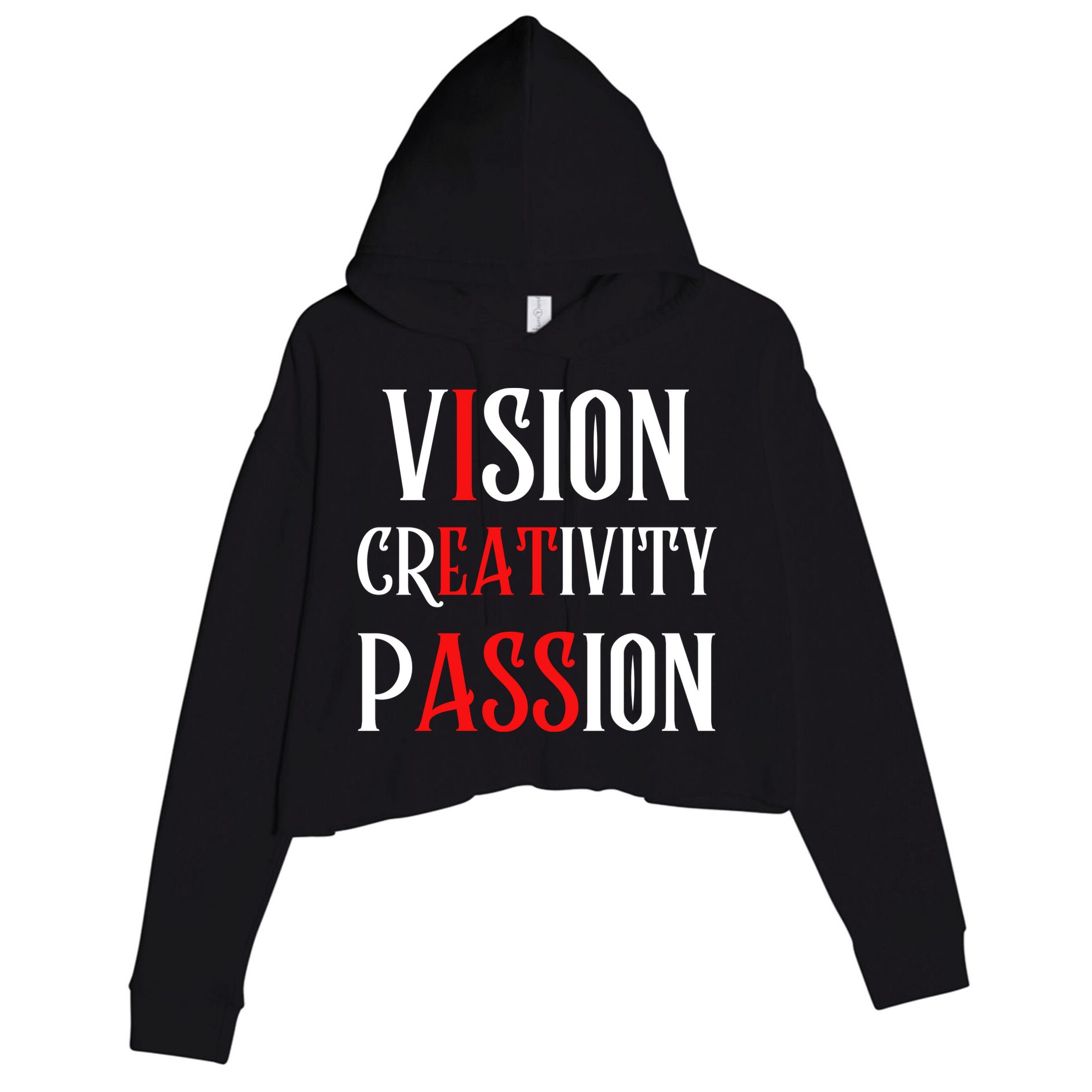 Vision Creativity Passion Crop Fleece Hoodie