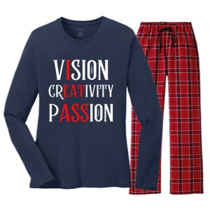 Vision Creativity Passion Women's Long Sleeve Flannel Pajama Set 