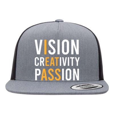 Vision Creativity Passion | I Eat Ass Funny Hidden Message Flat Bill Trucker Hat