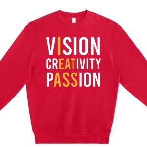 Vision Creativity Passion | I Eat Ass Funny Hidden Message Premium Crewneck Sweatshirt