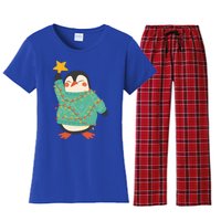 Vintage Christmas Penguin Funny Gift Women's Flannel Pajama Set