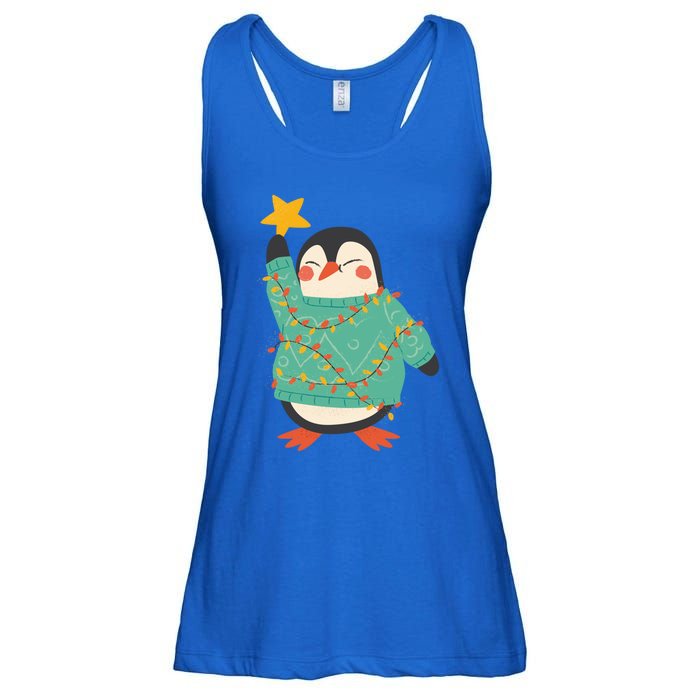 Vintage Christmas Penguin Funny Gift Ladies Essential Flowy Tank