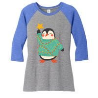 Vintage Christmas Penguin Funny Gift Women's Tri-Blend 3/4-Sleeve Raglan Shirt