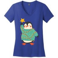 Vintage Christmas Penguin Funny Gift Women's V-Neck T-Shirt