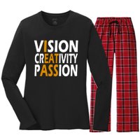 Vision Creativity Passion Quote Women's Long Sleeve Flannel Pajama Set 