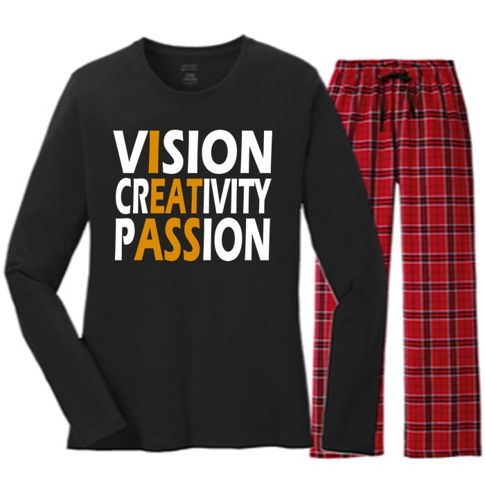 Vision Creativity Passion Quote Women's Long Sleeve Flannel Pajama Set 