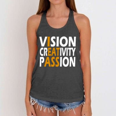 Vision Creativity Passion Quote Women's Knotted Racerback Tank