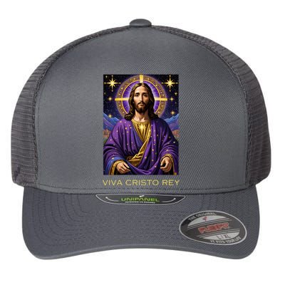 Viva Cristo Rey Catholic Jesus Christ The King Flexfit Unipanel Trucker Cap