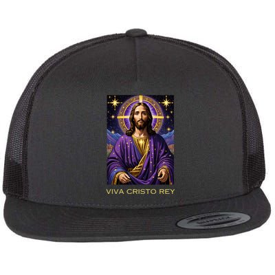 Viva Cristo Rey Catholic Jesus Christ The King Flat Bill Trucker Hat