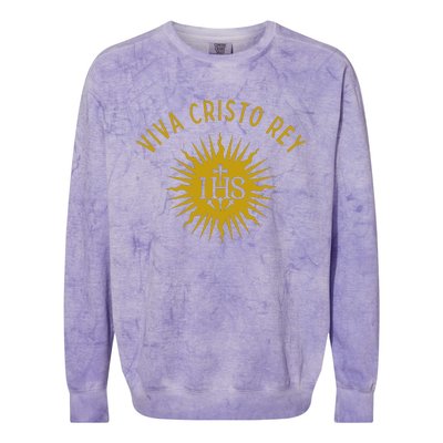 Viva Cristo Rey Roman Catholic Colorblast Crewneck Sweatshirt