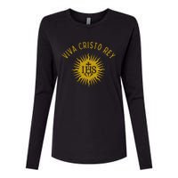 Viva Cristo Rey Roman Catholic Womens Cotton Relaxed Long Sleeve T-Shirt