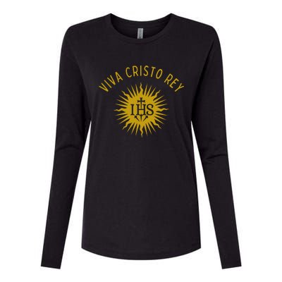 Viva Cristo Rey Roman Catholic Womens Cotton Relaxed Long Sleeve T-Shirt