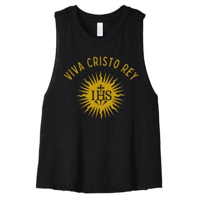 Viva Cristo Rey Roman Catholic Women's Racerback Cropped Tank