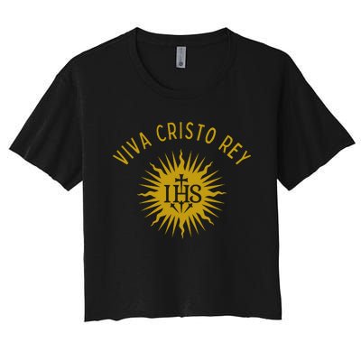 Viva Cristo Rey Roman Catholic Women's Crop Top Tee