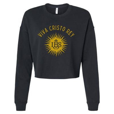 Viva Cristo Rey Roman Catholic Cropped Pullover Crew