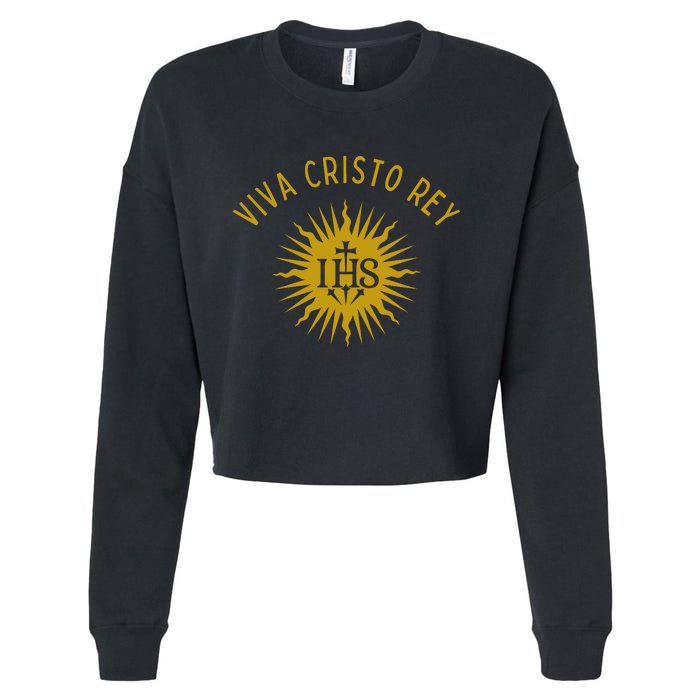 Viva Cristo Rey Roman Catholic Cropped Pullover Crew