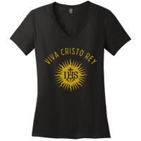 Viva Cristo Rey Roman Catholic Women's V-Neck T-Shirt