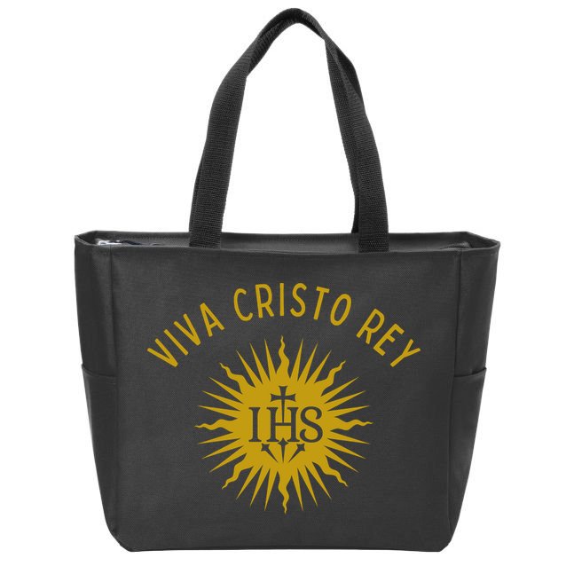 Viva Cristo Rey Roman Catholic Zip Tote Bag
