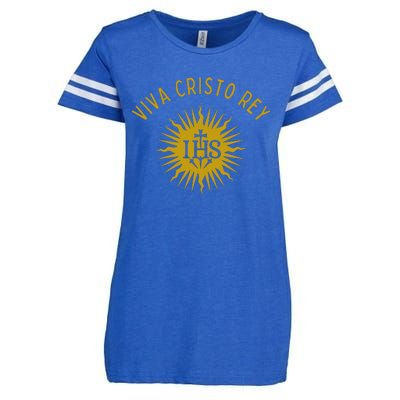 Viva Cristo Rey Roman Catholic Enza Ladies Jersey Football T-Shirt