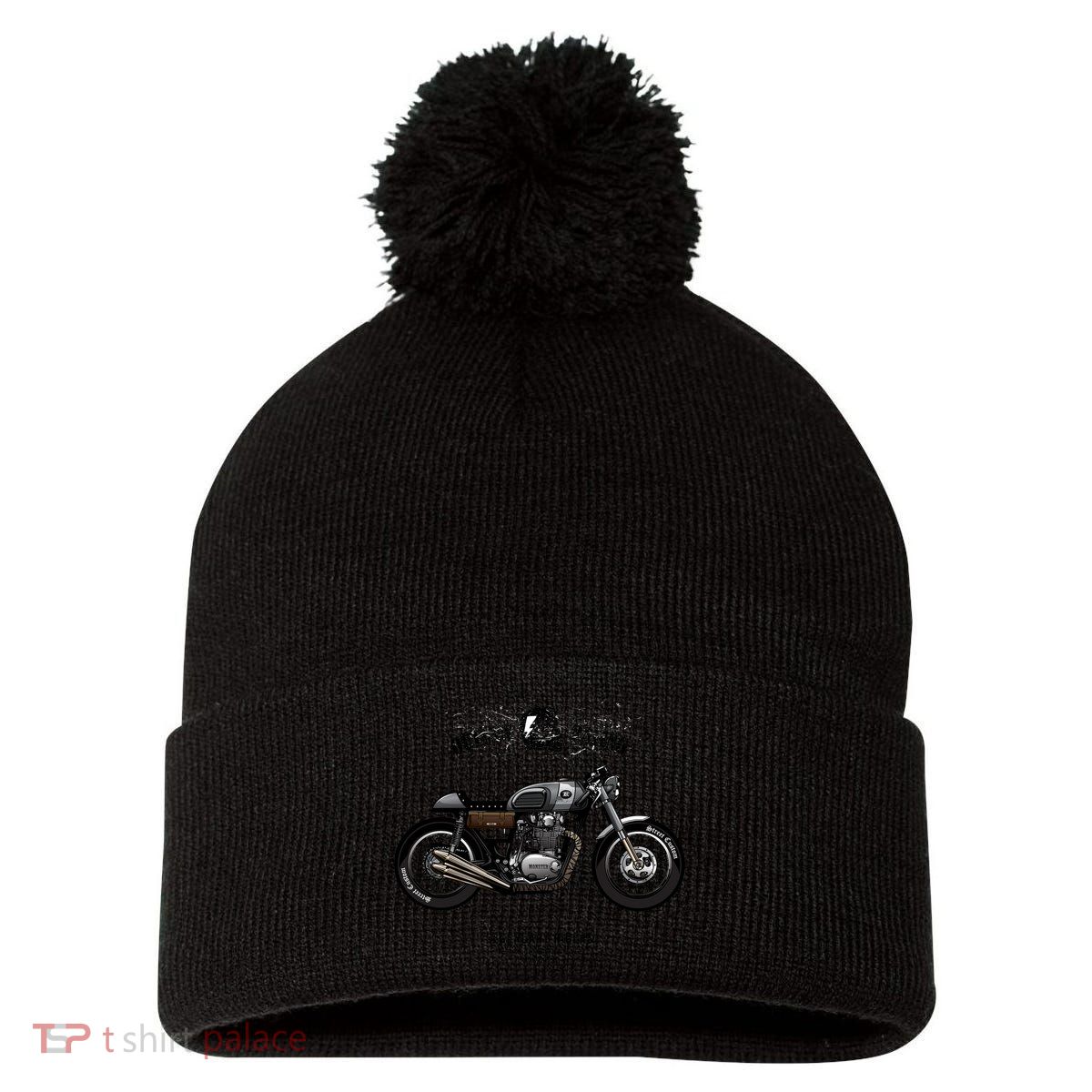 Vintage Cafe Racer Poster Pom Pom 12in Knit Beanie