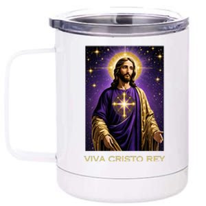 Viva Cristo Rey Catholic Jesus Christ The King 12 oz Stainless Steel Tumbler Cup